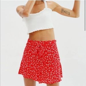 Zara red floral mini printed Skort